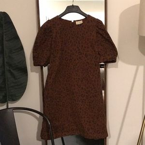Leopard Print Denim Dress
